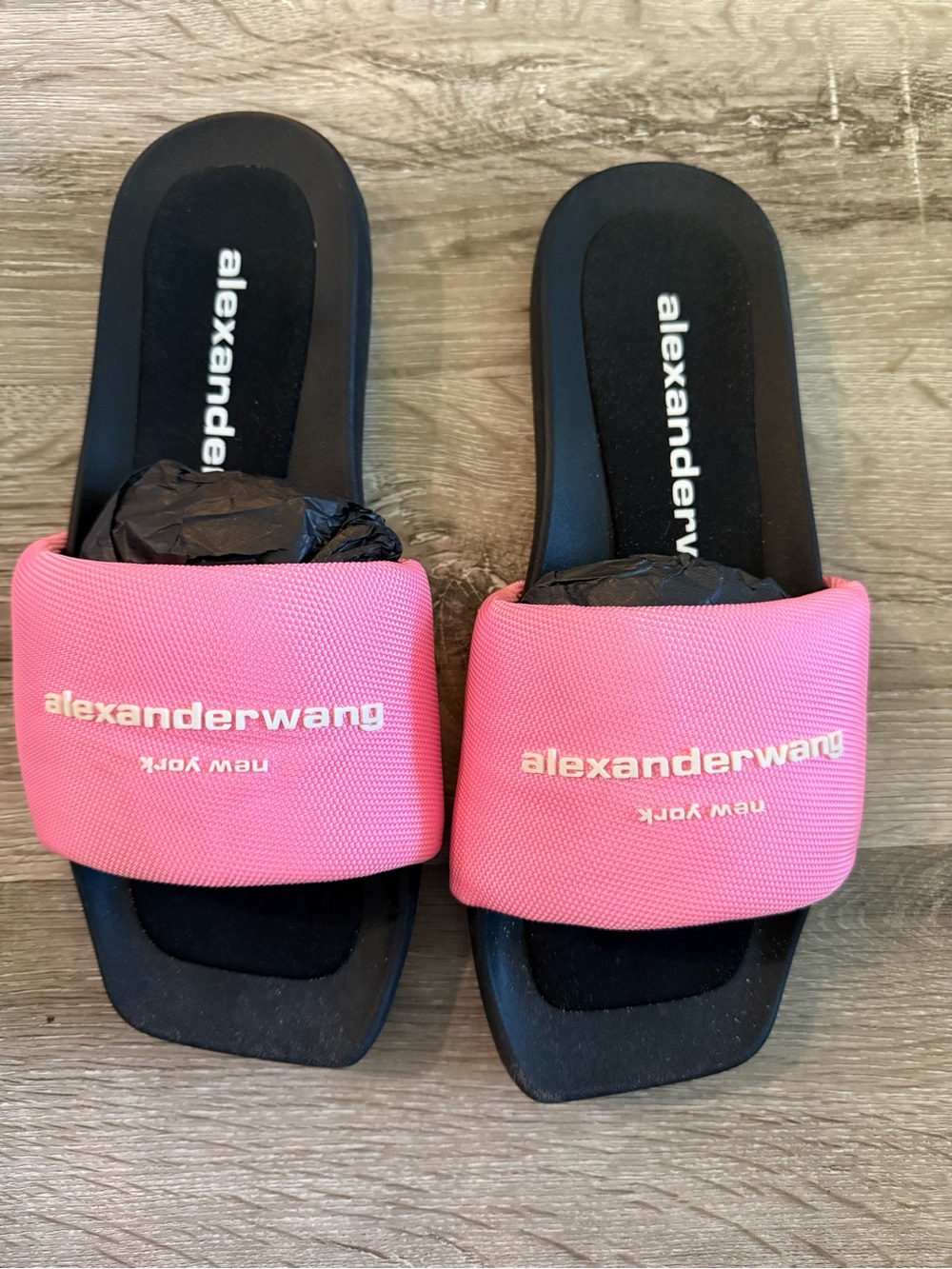 Alexander Wang Hot Pink Logo Slide Sandals